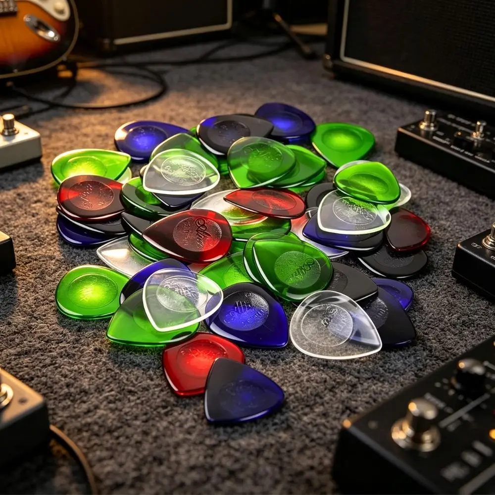 6/12/24pcs Transparent Teardrop Guitar Picks Random Colors, Thick Plectrums Suitable for Acoustic Electric Bass YMY