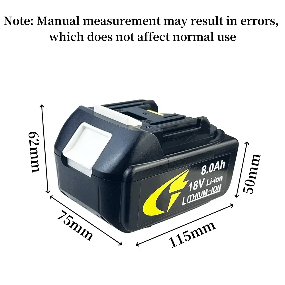 Rechargeable 18V Battery for Makita 8000mAh Lithium Ion 18v Drill Replacement BL1860 BL1830 BL1850 With DC18RC+Charger