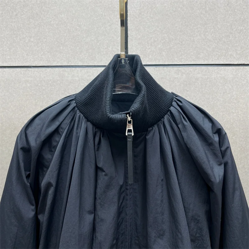 Immagine 4: Giacca imbottita da donna, nuova collezione autunno 2026, giacca spessa in maglia a coste con inserti, collo alto, antivento, cappotto invernale da donna.