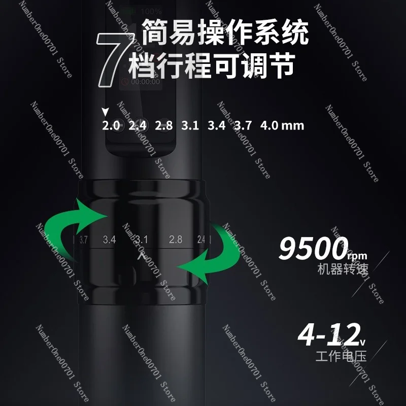 EZ X30 Wireless Tattoo Pen, Adjustable Stroke 2-4mm Rotary Machine for Lining Shading, Dual Battery Professional Kit