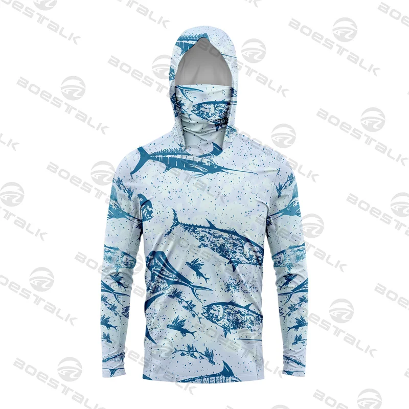 Summer New Fishing Hoodie Shirts With Mask Long Sleeve Sweatshirt Uv Protection Quick Dry Fishing Clothing Tops Camisa De Pesca