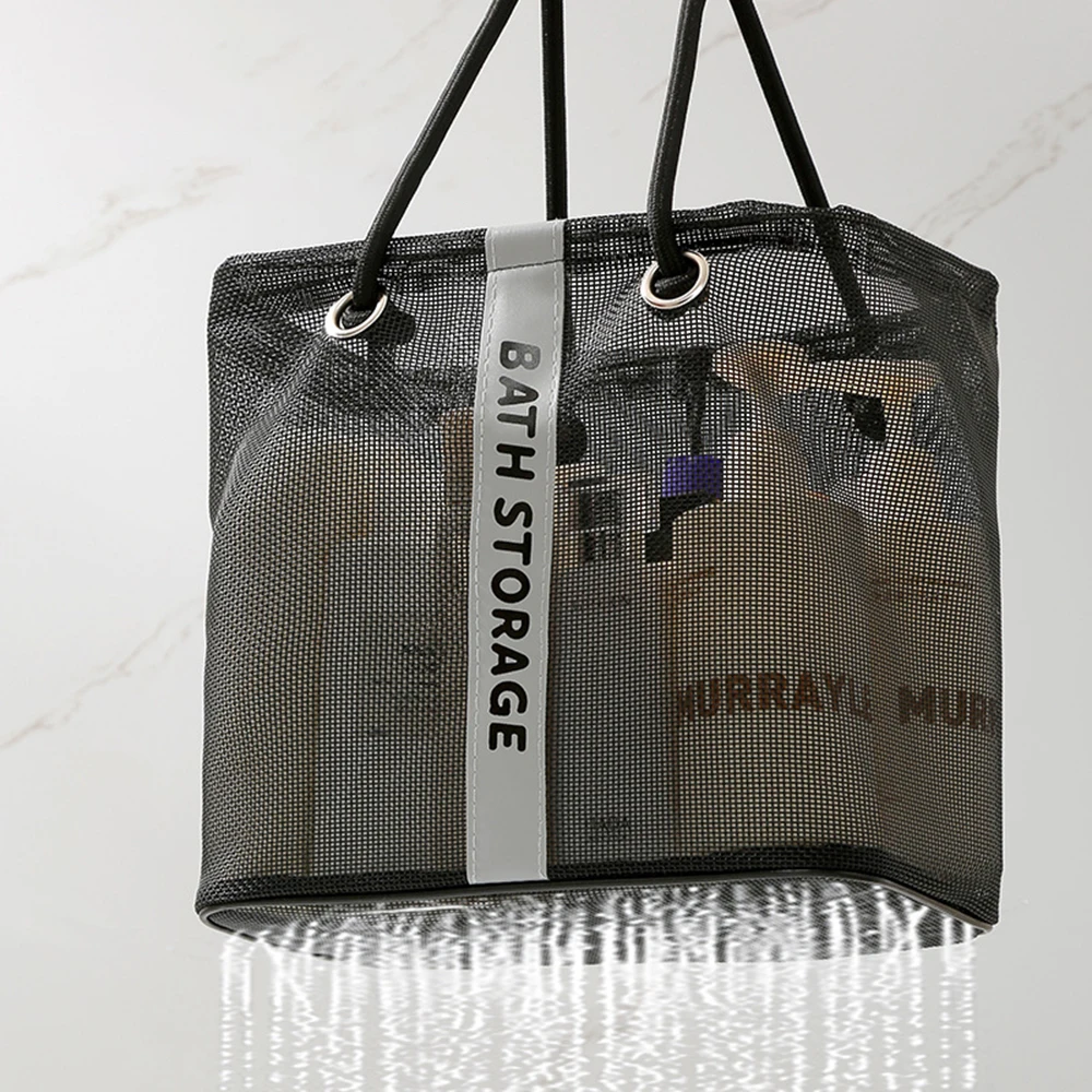 Mesh Travel Storage Bag Shower Bag, Hand-Held Wash Bag, Waterproof Shower Towel Basket Organizer Bag
