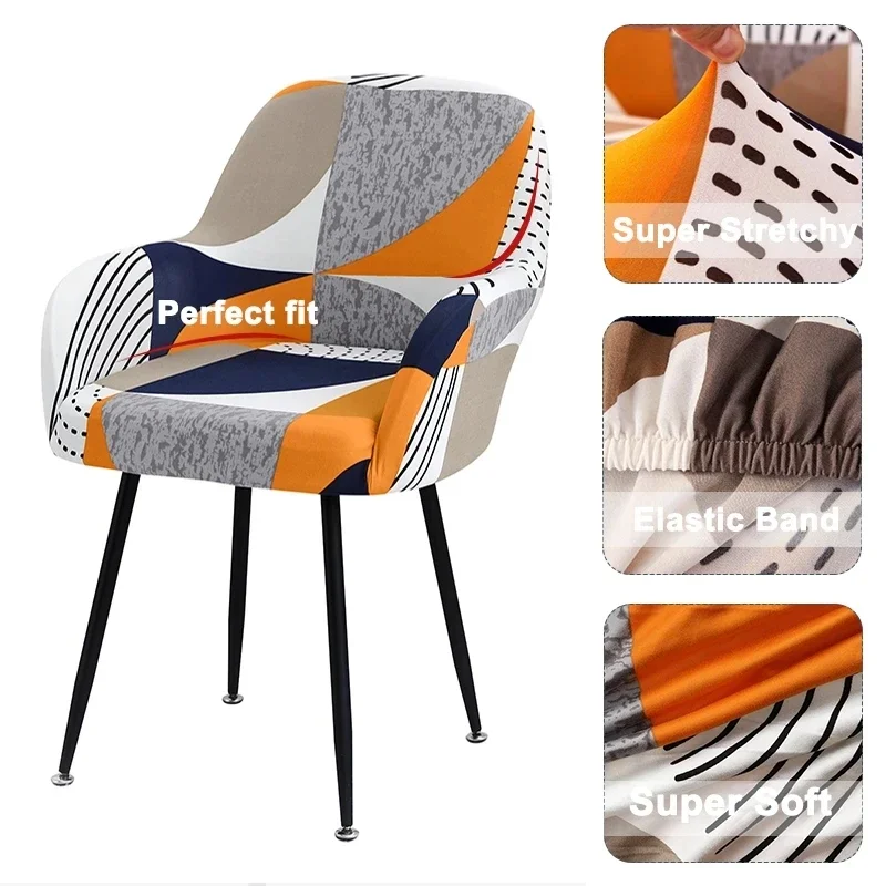 1Pcs European Style  Printing Chair Cover Sloping Arm Big Size Wing Back King Back Chair Covers Seat Covers Washable Removable