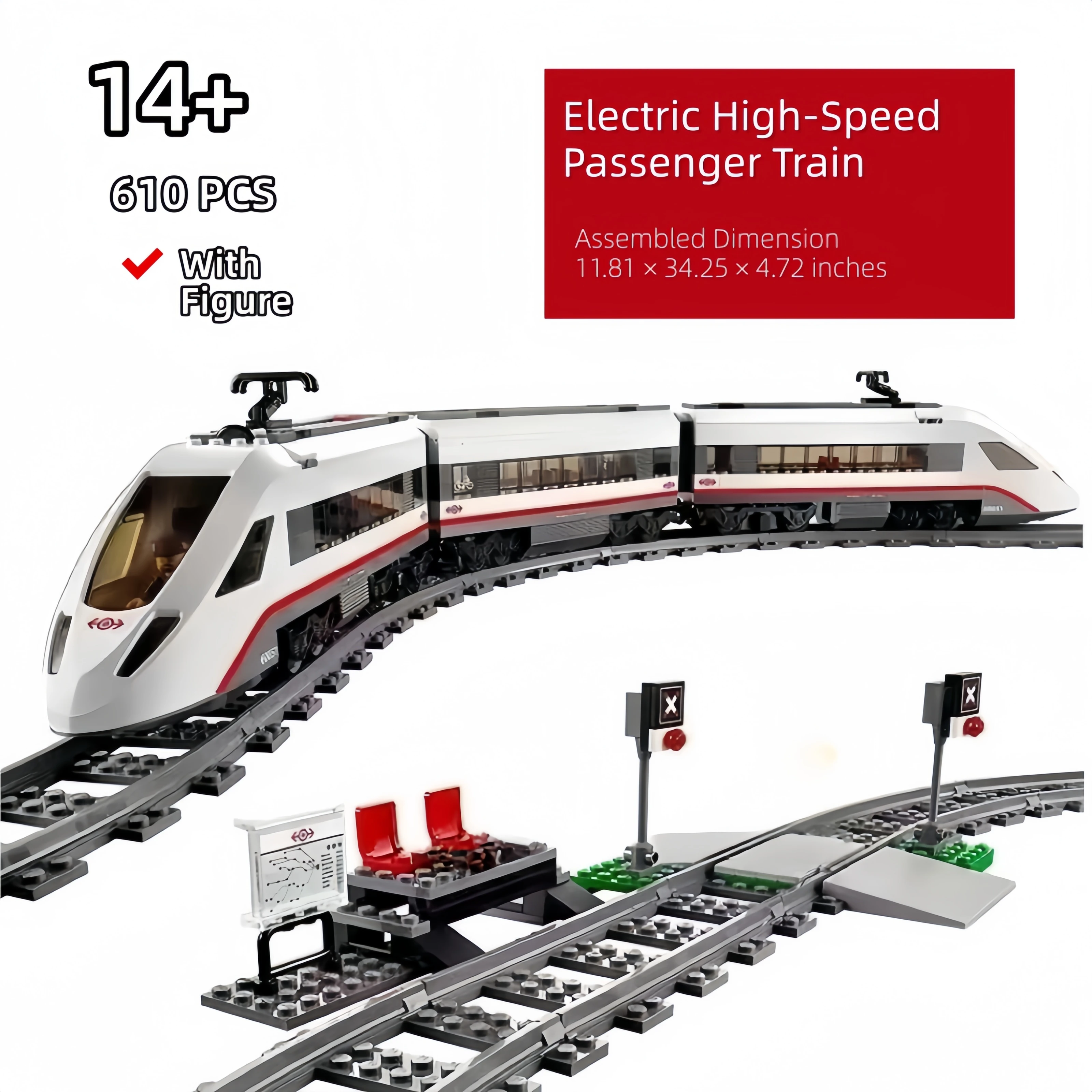 

MOC 610 шт., высокотехнологичные электрические высокоскоростные кирпичи для пассажирского поезда, совместимые с 60051, строительные блоки, праздничные подарки для вечеринок