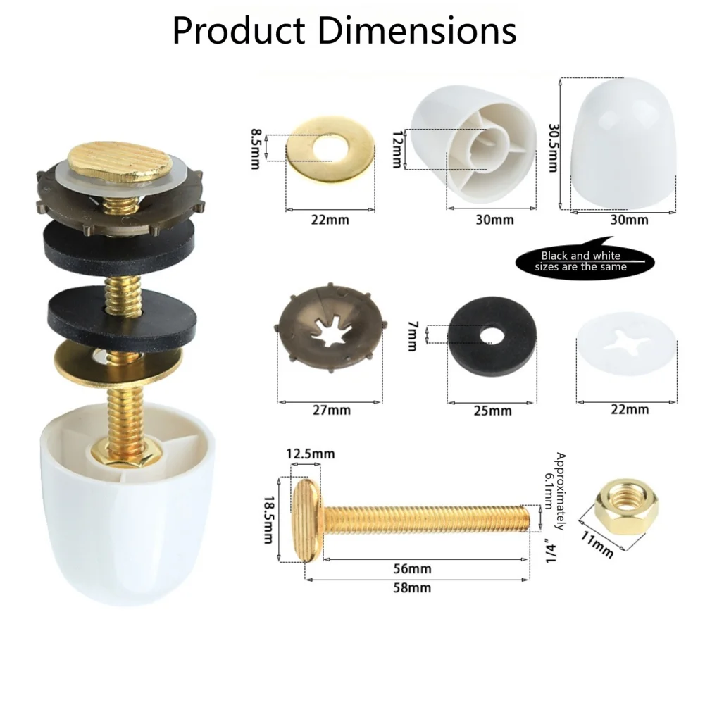 T Shape Copper Plated Toilet Floor Fixing Screws With ABS Protective Cover, Bathroom Hardware Screws And Fasteners