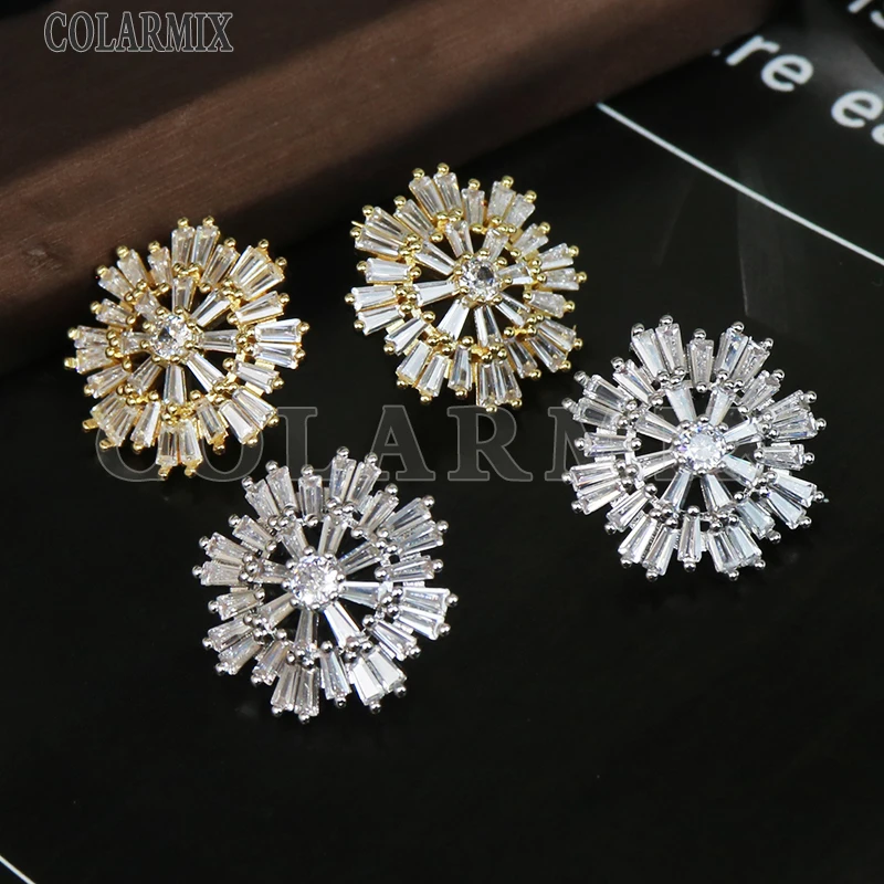 

3 Pairs Snowflake Shape Earrings Crystal Zircon Earrings 18k Gold Plated Women Jewelry Accessory Gifts 31417