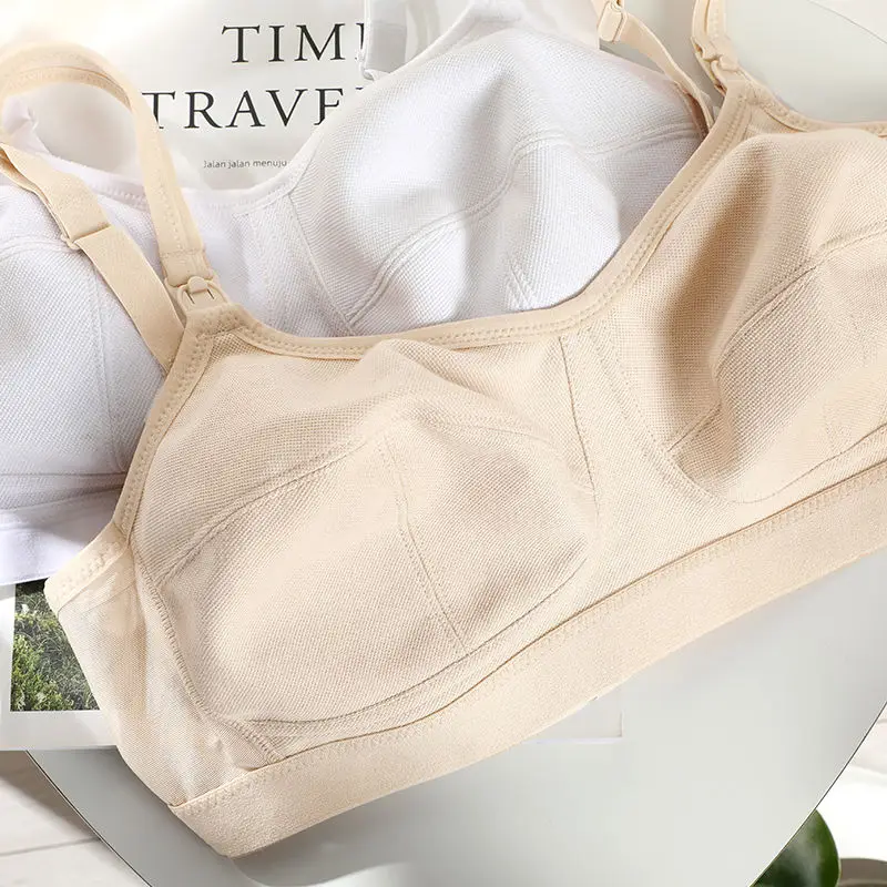 Plus Size Nursing Bra - Front Open Maternity Bra for Large Bust, Full Coverage Thin Cup Minimizer, Wireless Cotton Breastfeeding