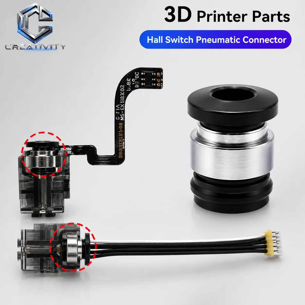 For Lab X1 P1P P1S A1 3D Printer PTFE Tube Hall Switch Pneumatic Connector Filament Extruder 3D Printer Parts Pneumatic Fitting