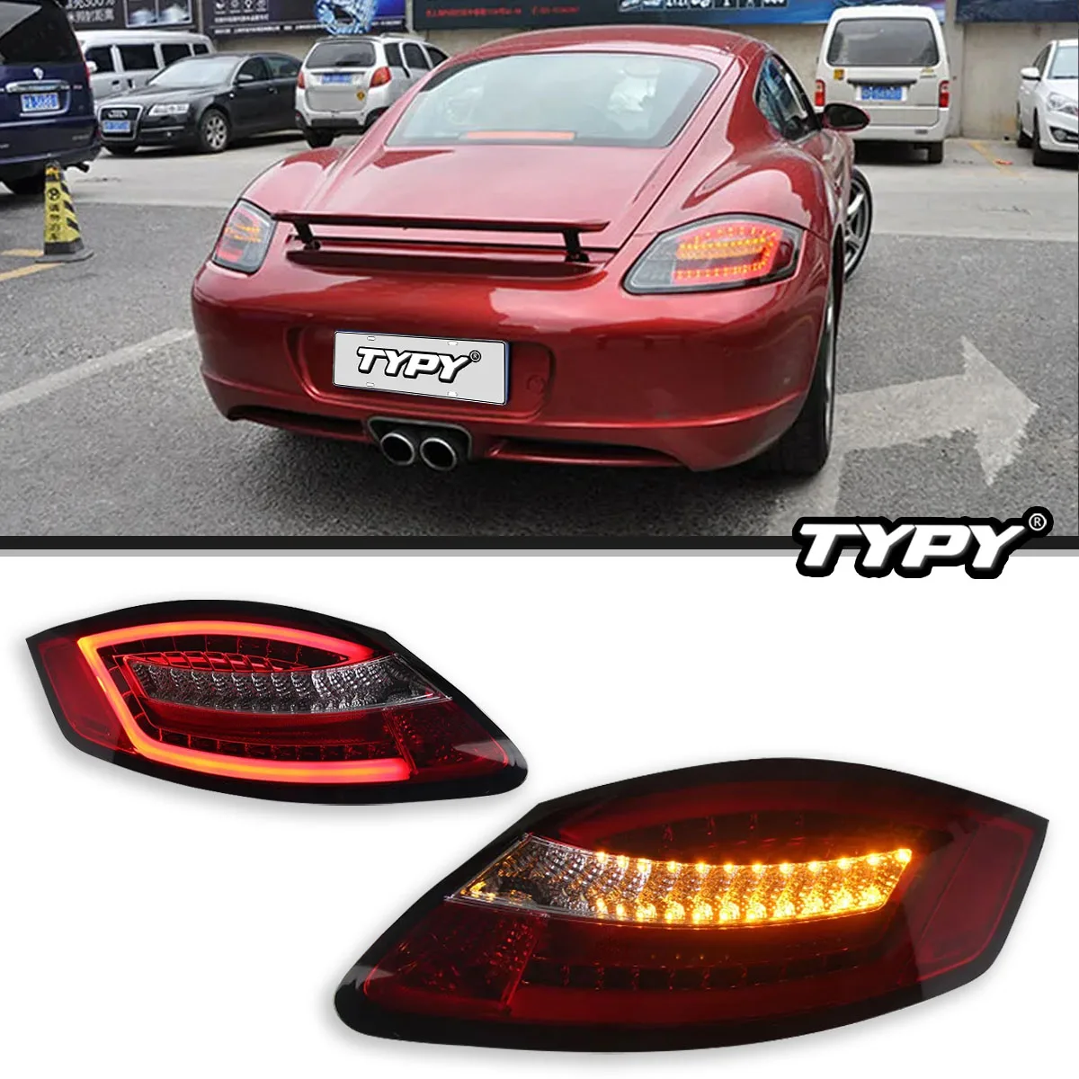 

TYPY Tail Lamps For 2005-2008 Porsche 987.1 Series Boxster Cayman Red Lens Premium LED Tail Light Assembly Replacement