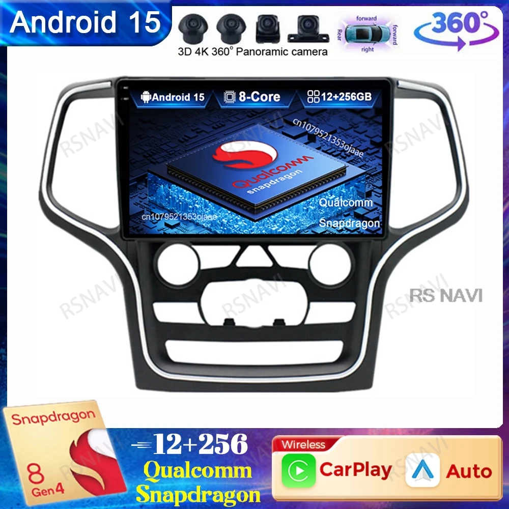 

Android 15 Car Radio For Jeep Grand Cherokee WK2 2014 - 2022 DSP Autoradio Wireless Carplay Auto Multimedia Qualcomm Stereo BT