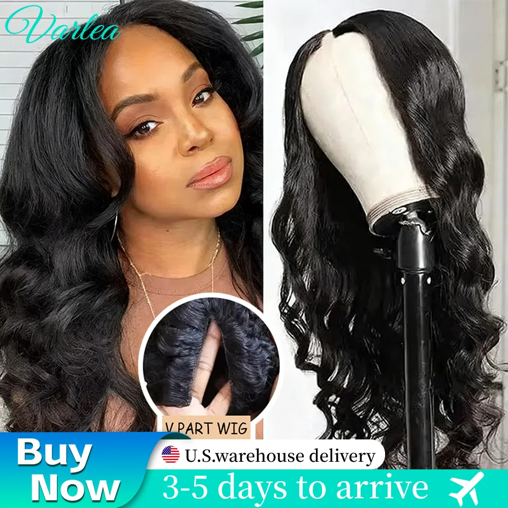 

Varlea Loose Body Wave V-образный парик из человеческих волос Объемная волна Парики из натуральных волос Натуральный черный парик без кружевного парика для женщин