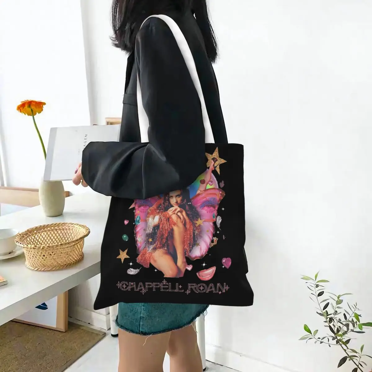 Chappell Roan Fairy Canvas Tote Bag Simple style Large Capacity Midwest Princess Tour Fashion Bags for Women Men image 3