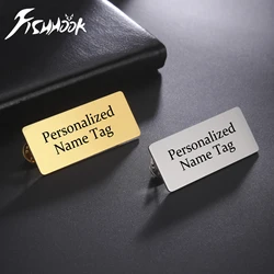 Breastpin Personalized Brooch Name Tag Business ID Custom Engrave Company Logo Pin Metal Badge for Woman Men Stainless Steel
