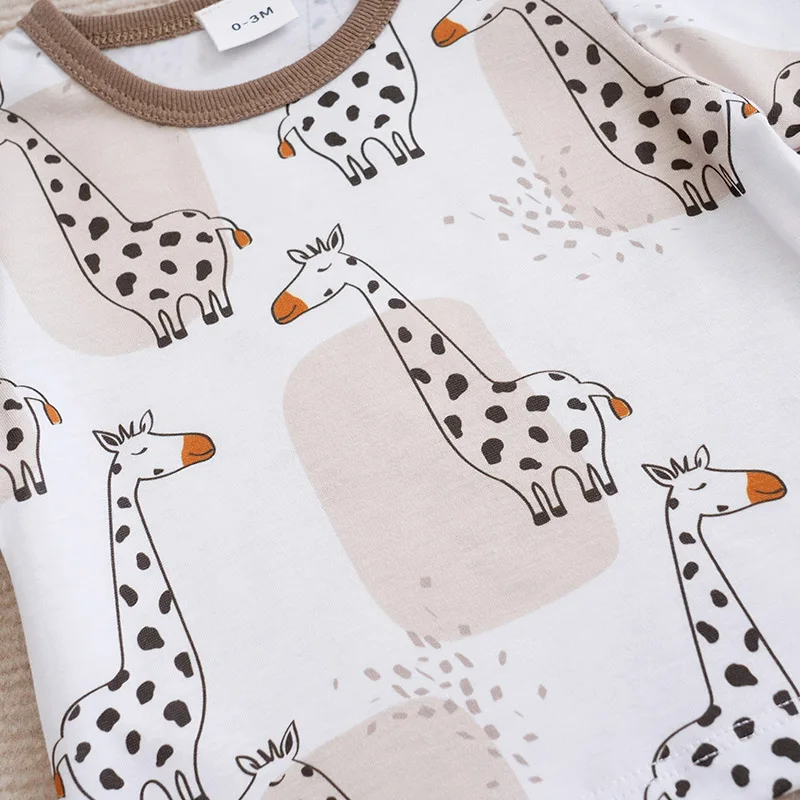 Newborn Baby boys Clothes Set Fashion Summer Toddler Outfit giraffe print pants cotton short sleeve Newborn Infant Clothing