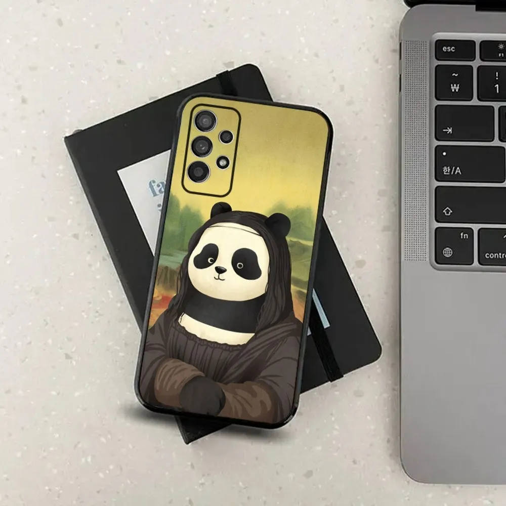 Fubao Cute Panda Cartoon Animal Phone Case For Samsung Galaxy A13,A21s,A22,A31,A32,A52,A53,A71,A80,A91 Soft Black Cover