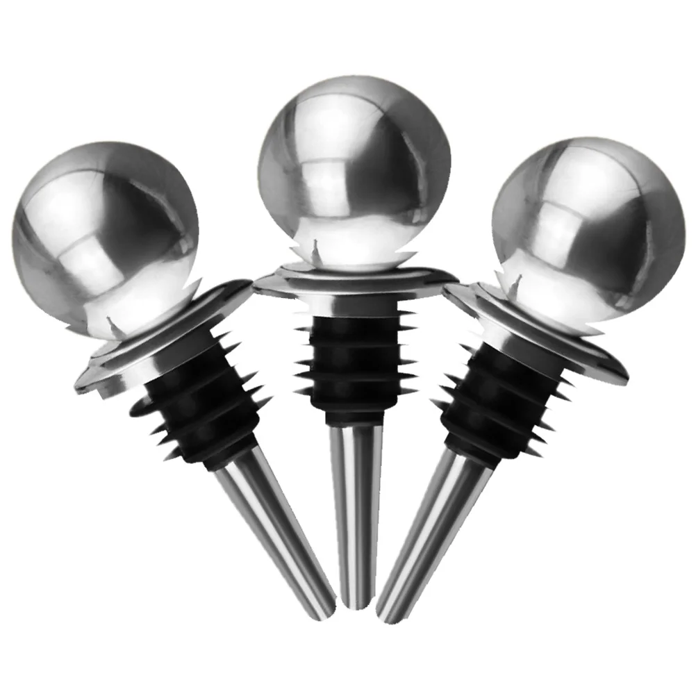 

3pcs Bottle Stoppers Stainless Steel Silicone Reusable Airtight Seal 17mm Decorations for Whisky Plugs Accessories