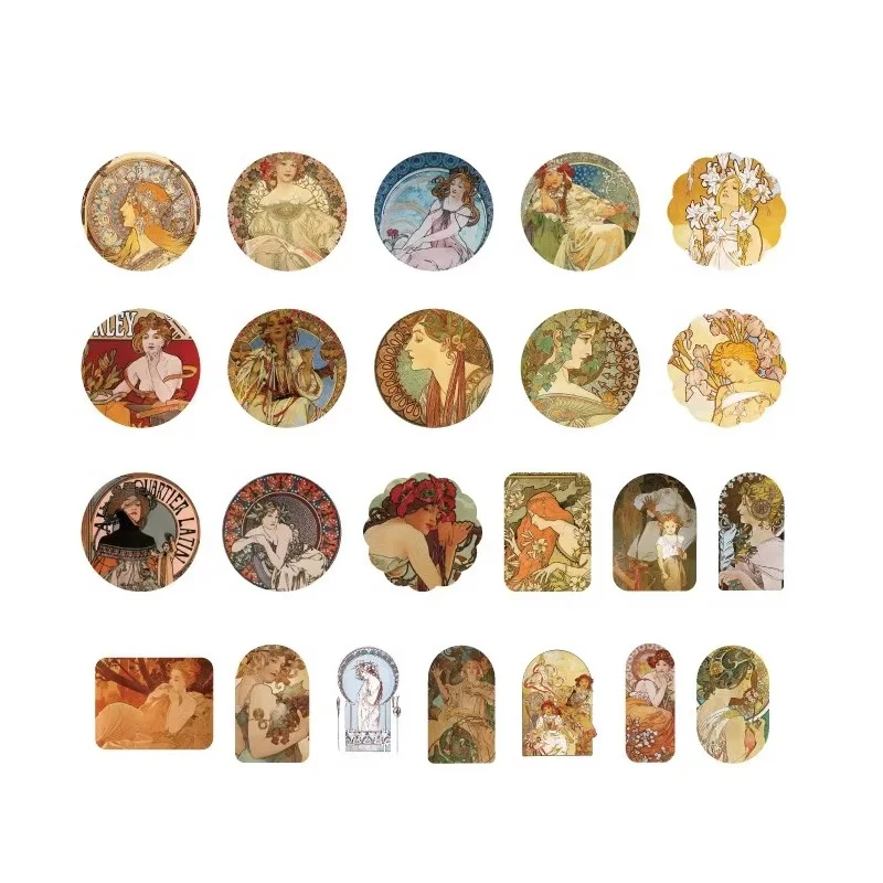 45 Pcs/Set Alphonse Maria Mucha Series Paper Sticker Decorative Retro Scrapbooking DIY Diary Album Stick Label