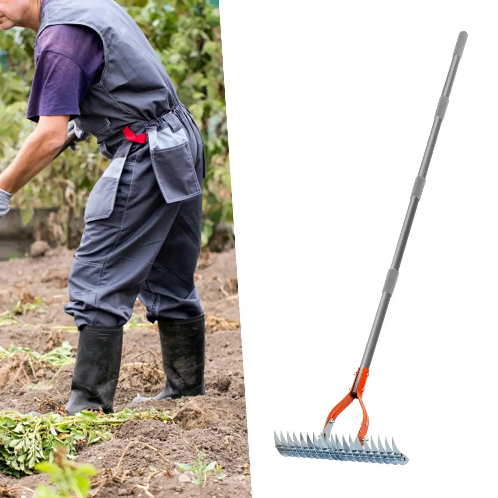 Lawn Thatching Rake Robust Dethatcher Rake Versatile Grass Grooming Rake for Cleaning Dead Grass, Yard Garden Durable Soil Rake