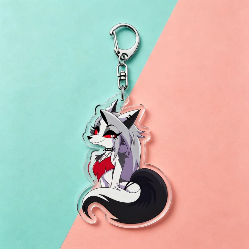 Helluva Boss Loona Hellhound Acrylic Keychain Furry Wolf Bag Charm Cartoon Character Pendant Creative Gift for Anthro Anime Love