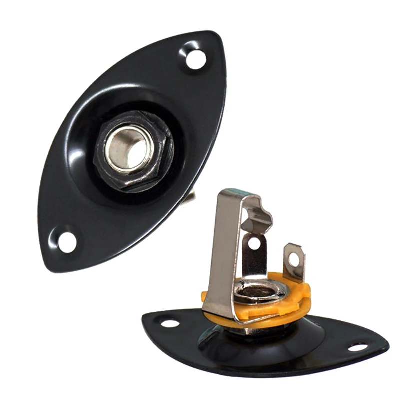 

1/5/10PCS Oval Indented Jack Output Plate Jackplate and Socket for Mono Electric Guitar, Silver/Black