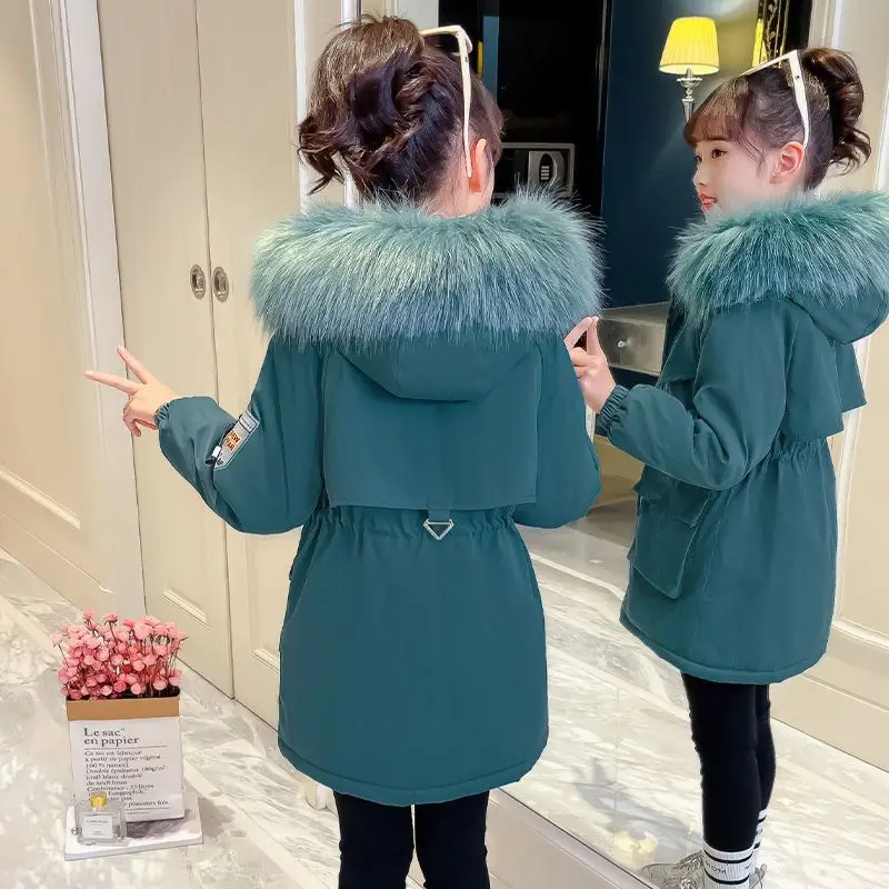 

Girls Autumn and Winter Plush Thickened Style New Korean Version of Outerwear Hooded Clothes Parkas Kids Winter Jacket 12 Years