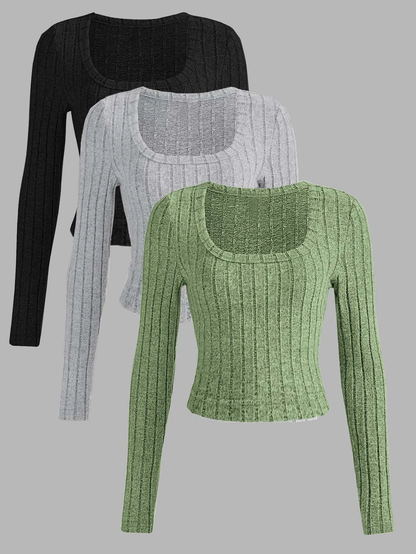 

New women's fashion trend versatile warm long-sleeved women's three-piece T-shirt set