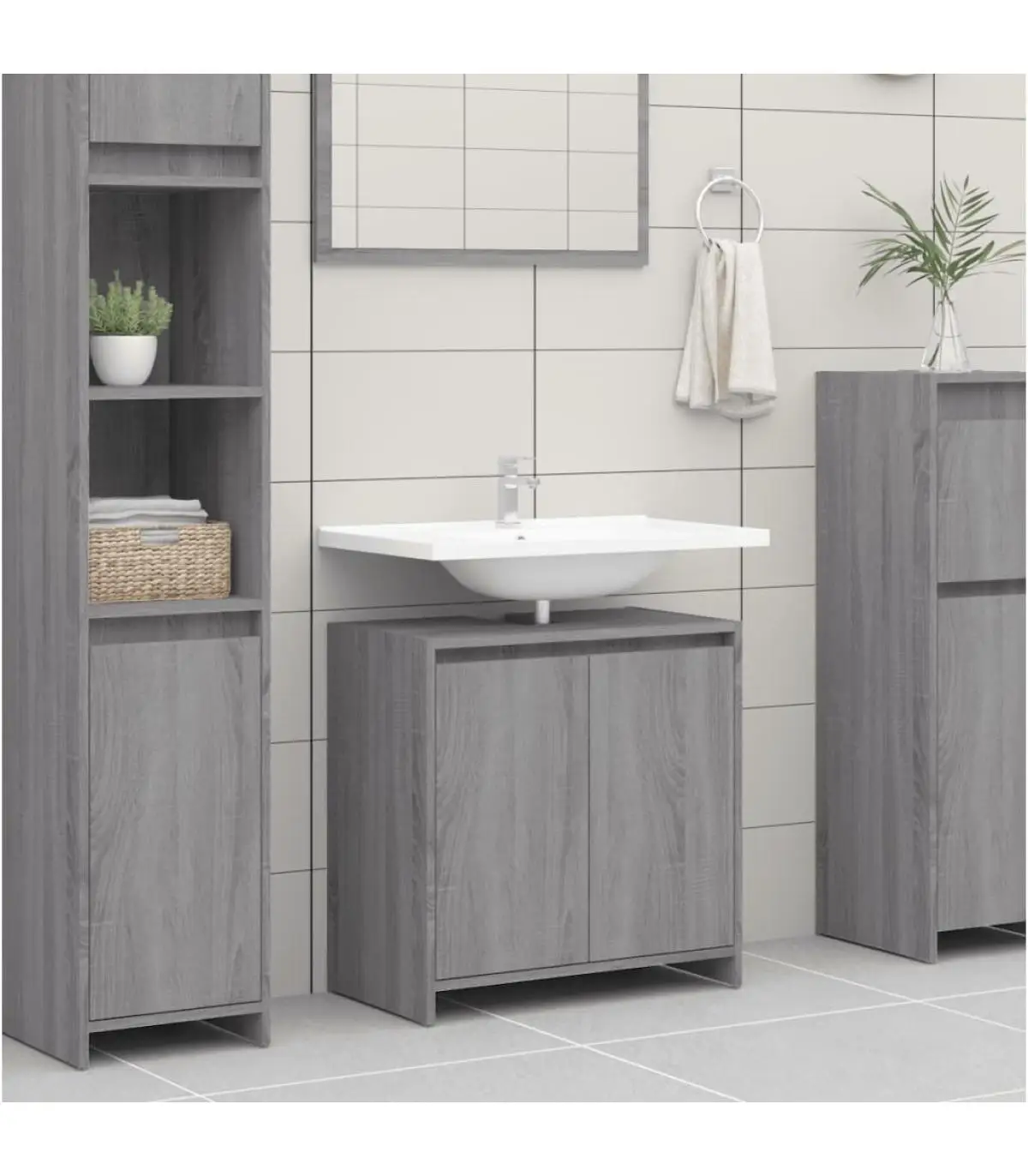 Bathroom Furniture bathroom cabinet plywood gray Sonoma 60x33x61 cm