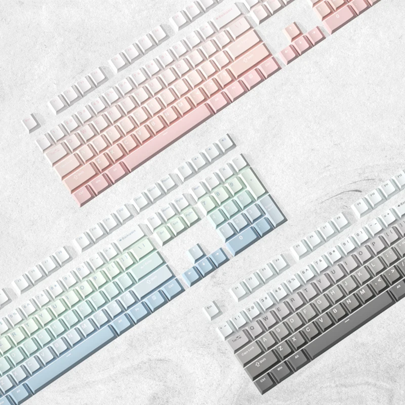 132 Keys/set FL Color Gradient Keycaps PBT Double Shot Key Caps Cherry Profile Keycap For GH60 GK64 ANNE Varmilo Poker Keychron