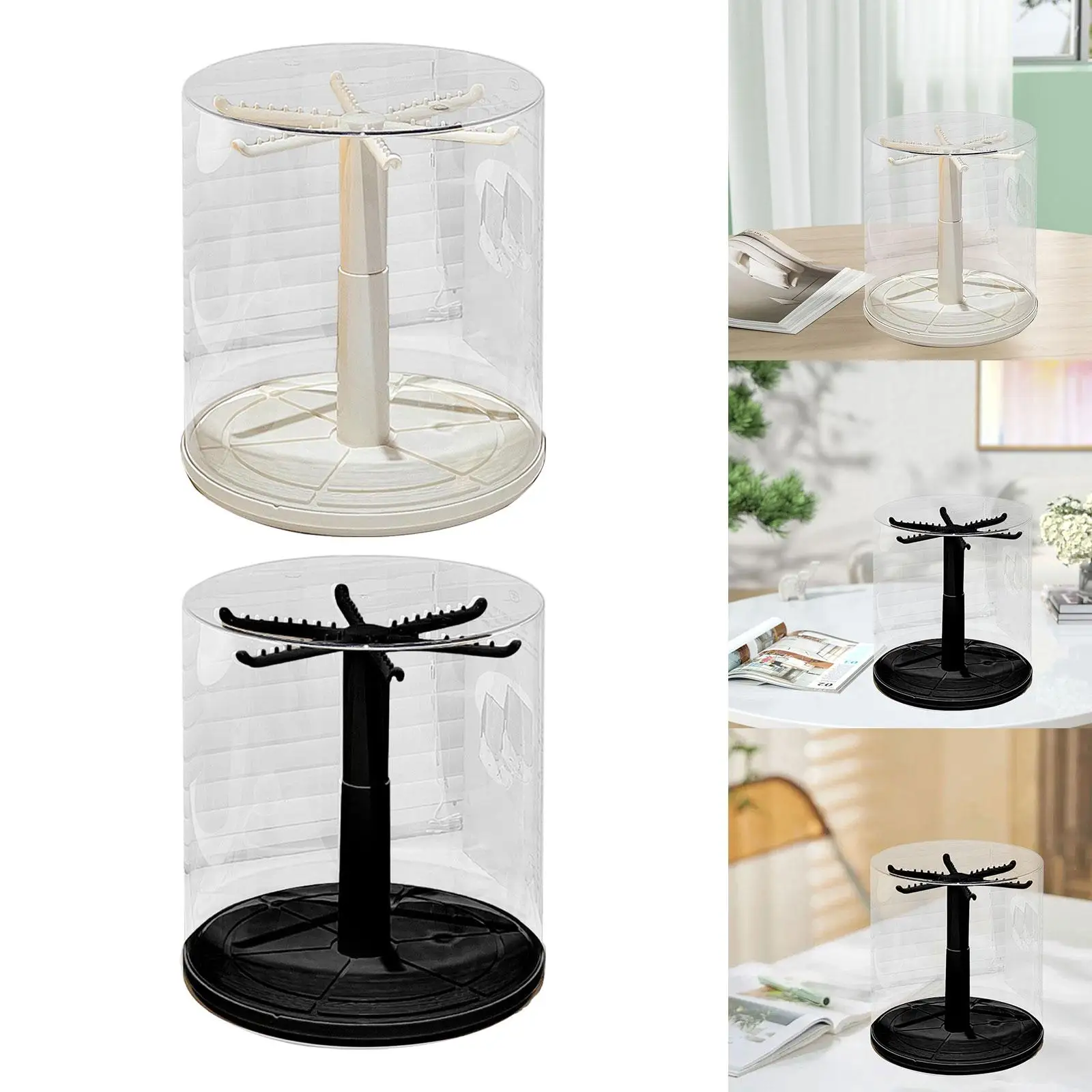 Rotating Display Stand Transparent Storage Box Stackable Holder for Plush Dolls Keychains Office Desktop Organizer