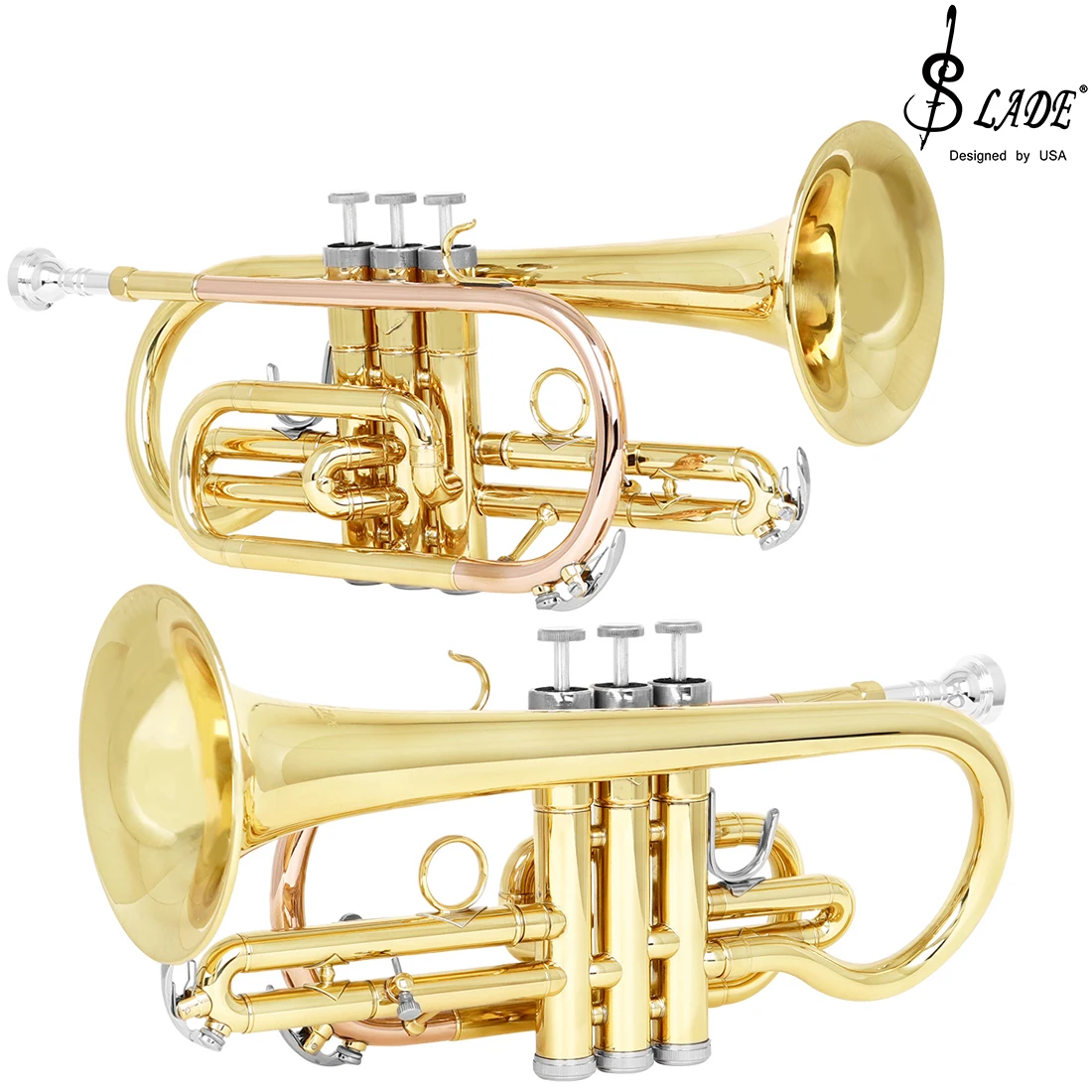 SLADE Bb Cornet Лак Золотой B-Tone Рог Профессиональный латунный инструмент Корнет для студентов/початковщиков Экзамены выступлений