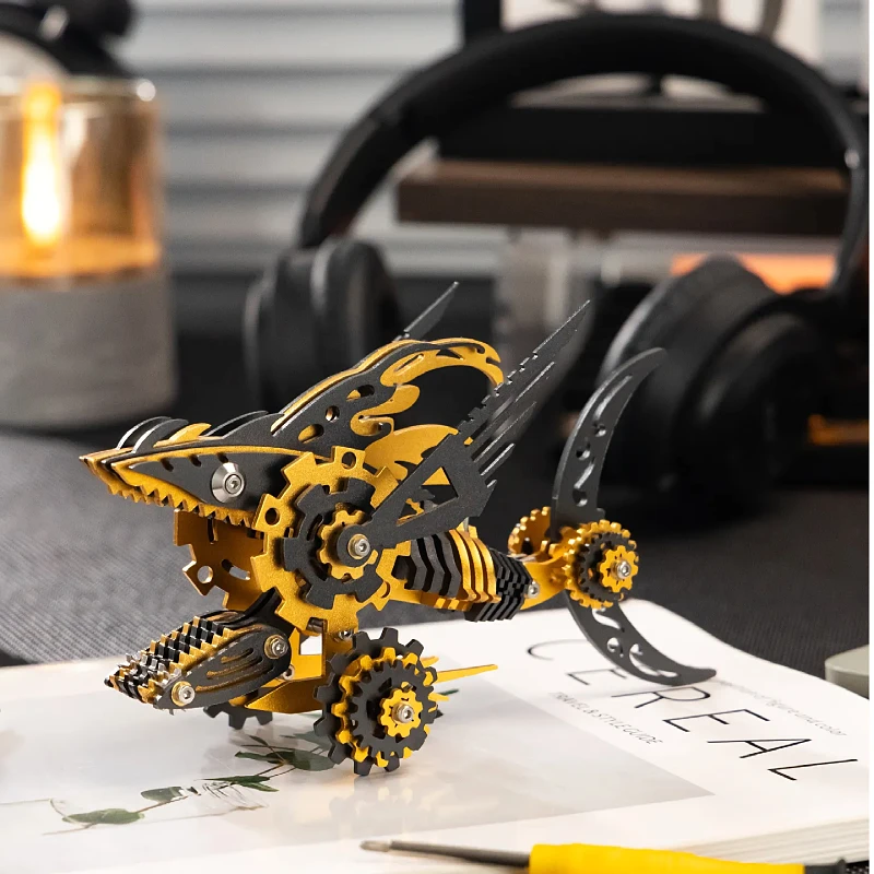 MOKR Megalodon 3D Metalen Puzzel Kinderspeelgoed Denkspelletjes voor Volwassenen DIY Model Kerstcadeau Educatie Training