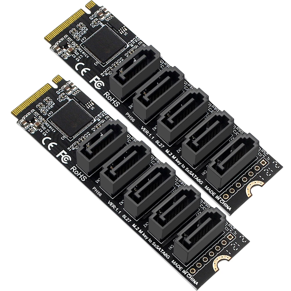 PCIe M.2 to 5 SATA III Adapter Card JMB585