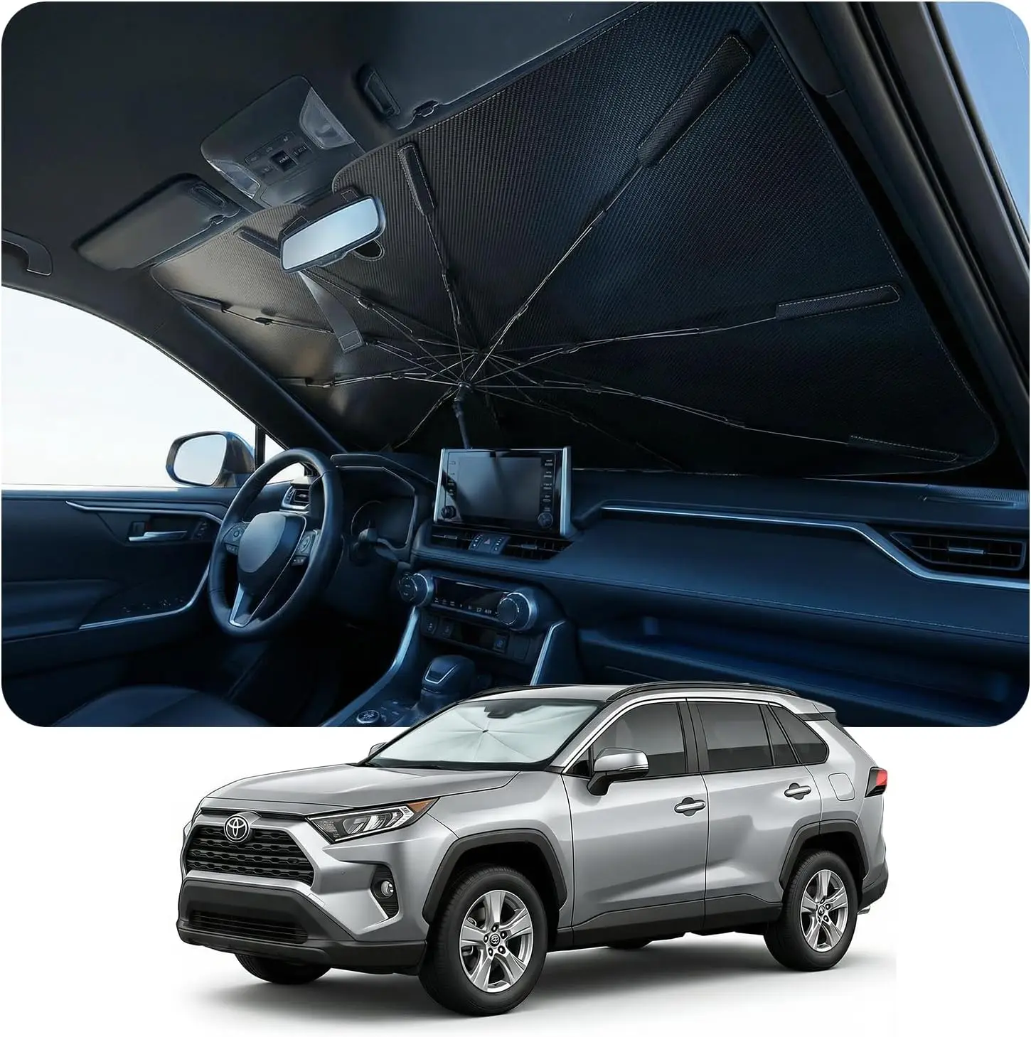 

Универсальный солнцезащитный зонт для лобового стекла автомобиля, для внедорожников, защита от жары и УФ-излучения, передние аксессуары