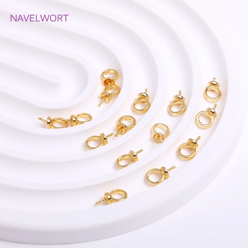 18K Gold Plated Bail Caps Beads Accessories End Caps Beads Pendants Connectors fit Pearls Beads DIY Jewelry Making