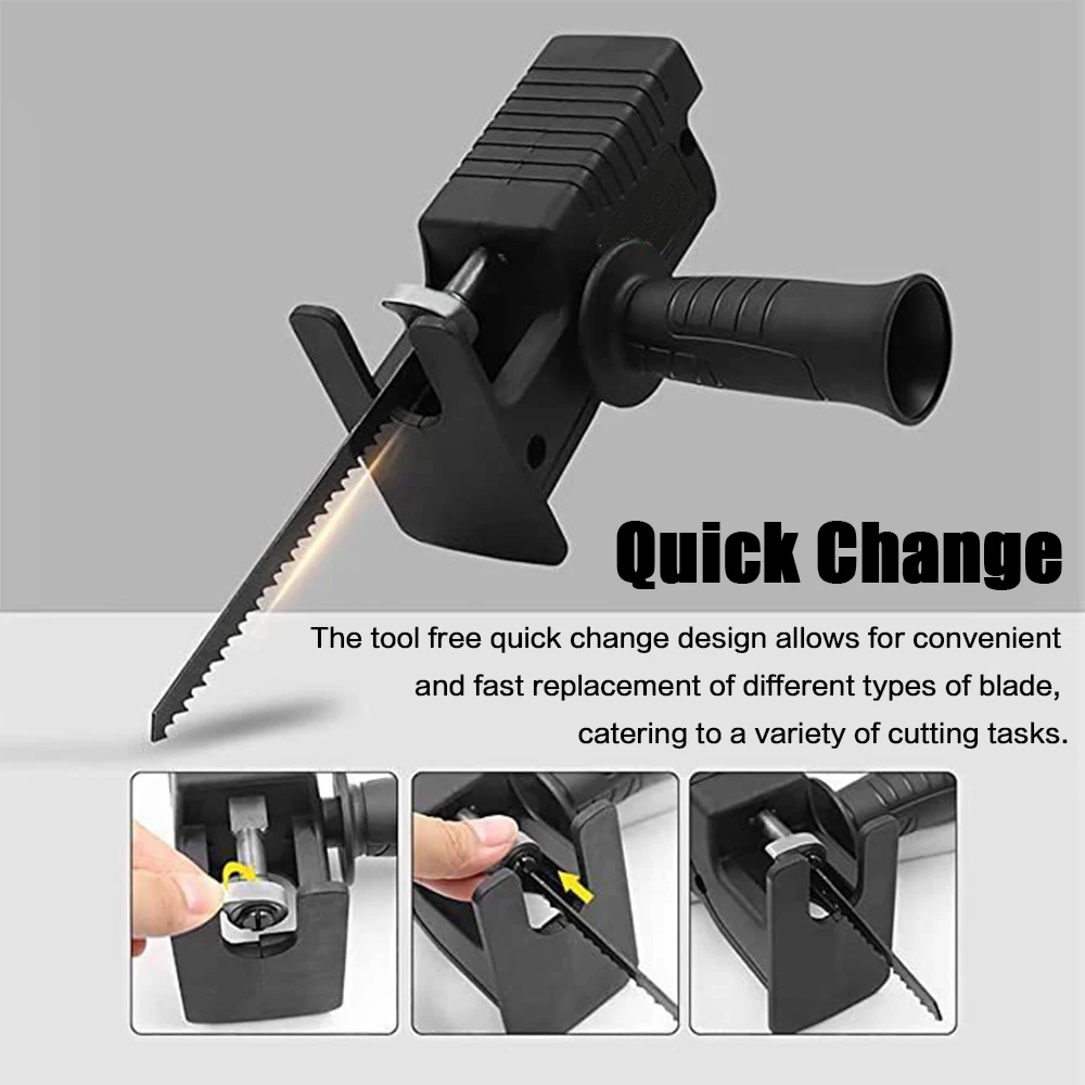 Portable Reciprocating Electric Saw Adapter Cordless Electric Drill Modified Tool Attachment with Saw Blades for Wood Metal Cut