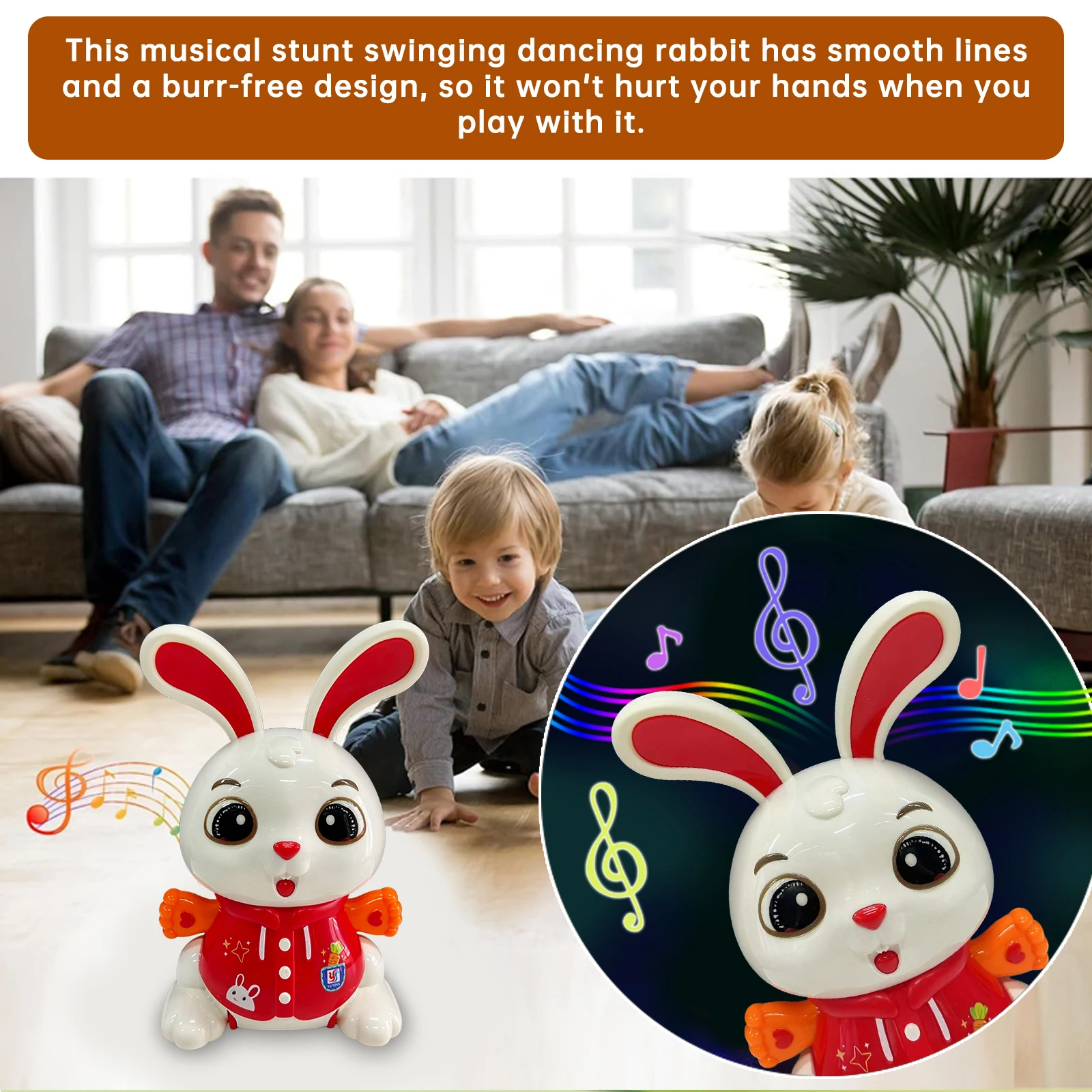 Cute Bunny Electric Toy for Babies 360° Rotation with Colorful Sound And Light Effects Adorable Gift for Baby Development