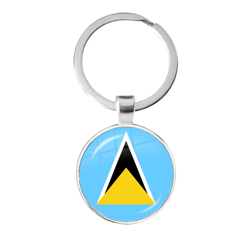 The Commonwealth of Dominica,Saint Lucia,Saint Vincent and the Grenadines,Barbados,Grenada,Ecuador National Flag Glass Keychain
