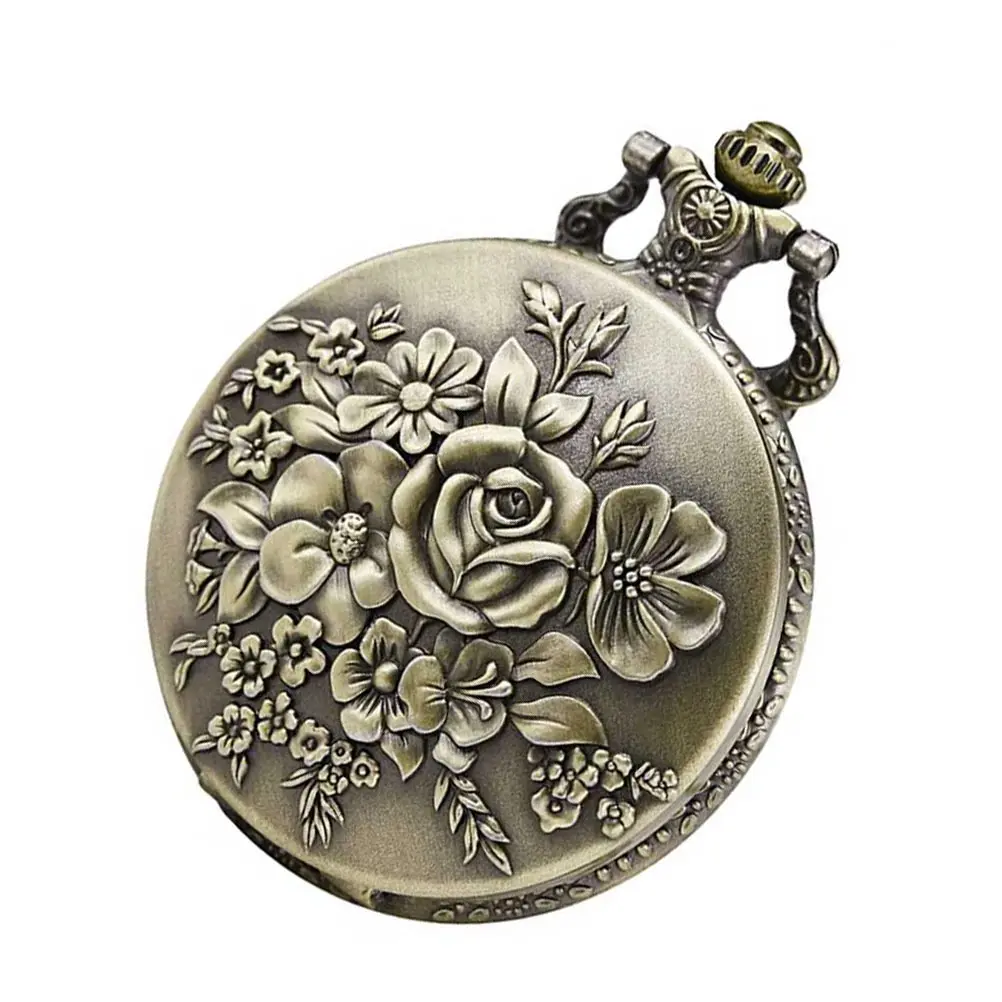 

Retro Pocket Watch Necklace Golden Alloy Carved Lightweight Quartz Movement Vintage Accessory For Christmas Birthday Anniversary