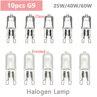 10pcs G9 25W 40W 60W Halogen Light Bulbs 2 Pin Base Warm White Small Bulb Lamps for Chandeliers / Cabinet Clear Frosted Lights