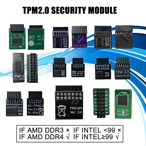 Imagen 2 del producto Módulo TPM 2,0, módulo de seguridad de cifrado, tarjeta remota compatible con 12 14 18 20 pines para placa base multimarca ASUS/MSI/GIGABYTE