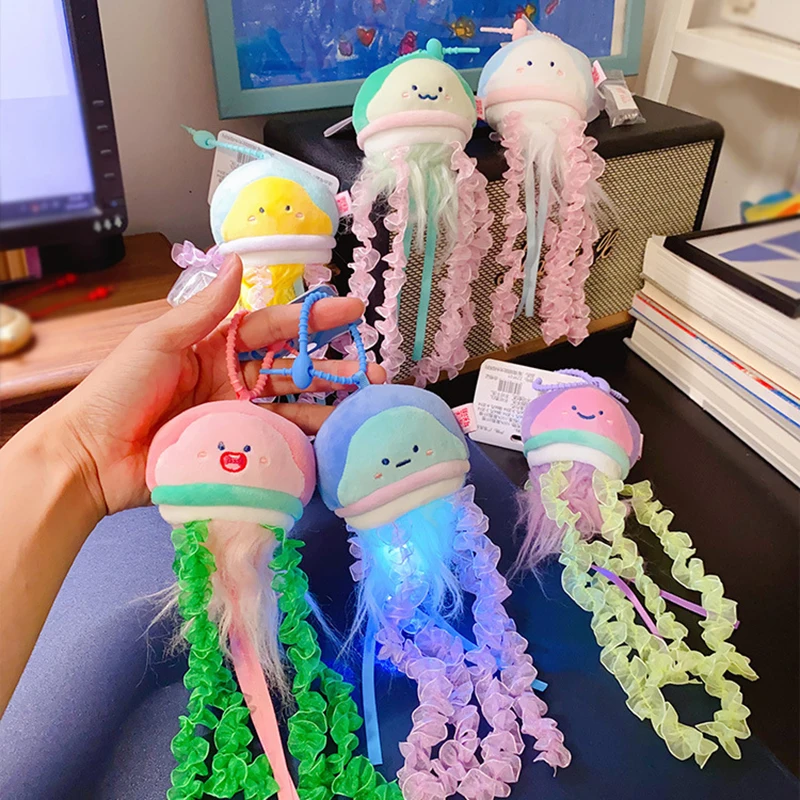 Creative Aquarium Biology Glowing Jellyfish Series Plush Pendant Cute Cartoon Fantasy Jellyfish Backpack Pendant Keychain