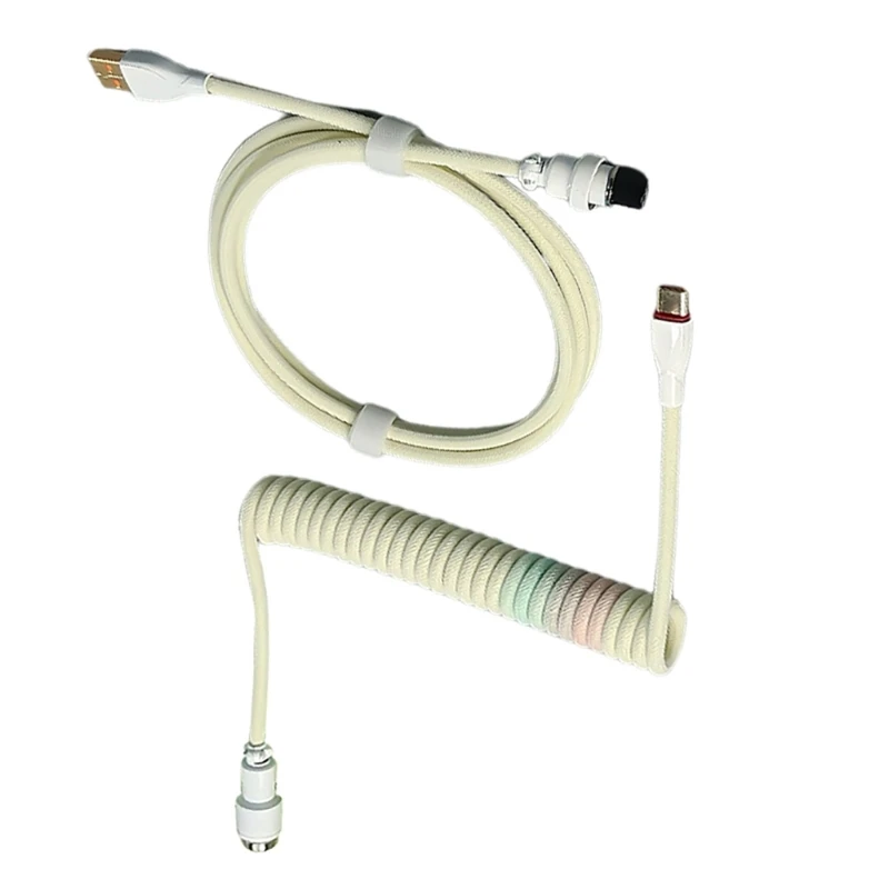 Coiled Aviators Cable Type-C to USB with Metal Connector for Keyboard Cable 1pc Dropship