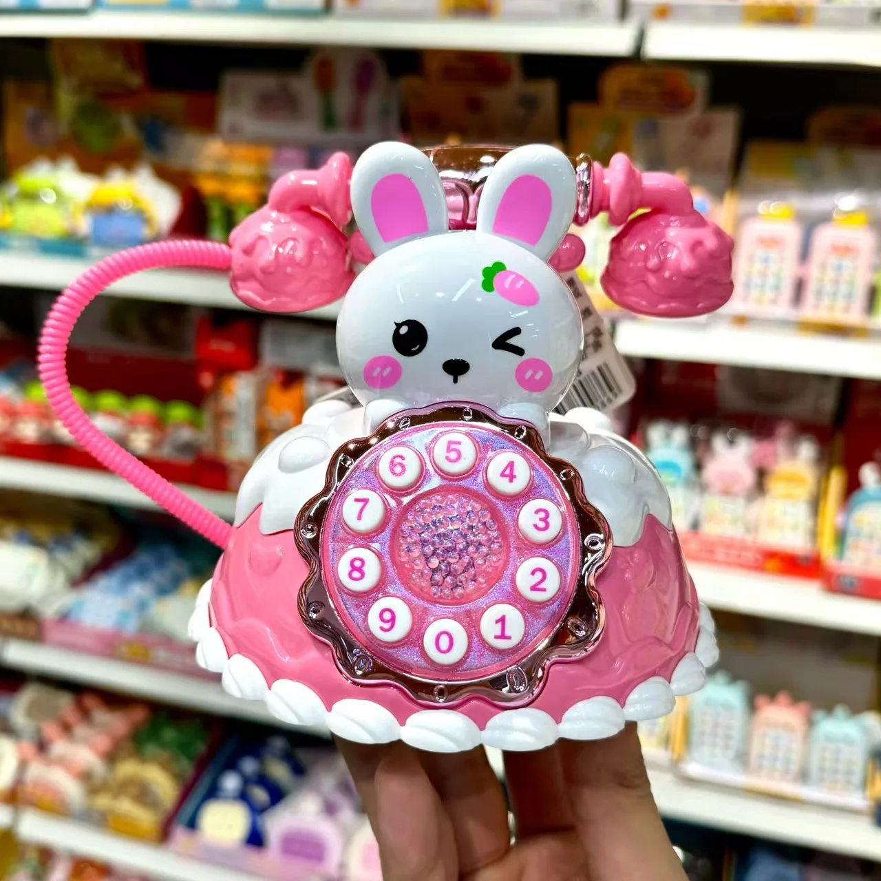 Crianças capivara multifuncional telefone simulação coelho dos desenhos animados retro telefone fixo com música leve educação precoce quebra-cabeça brinquedos