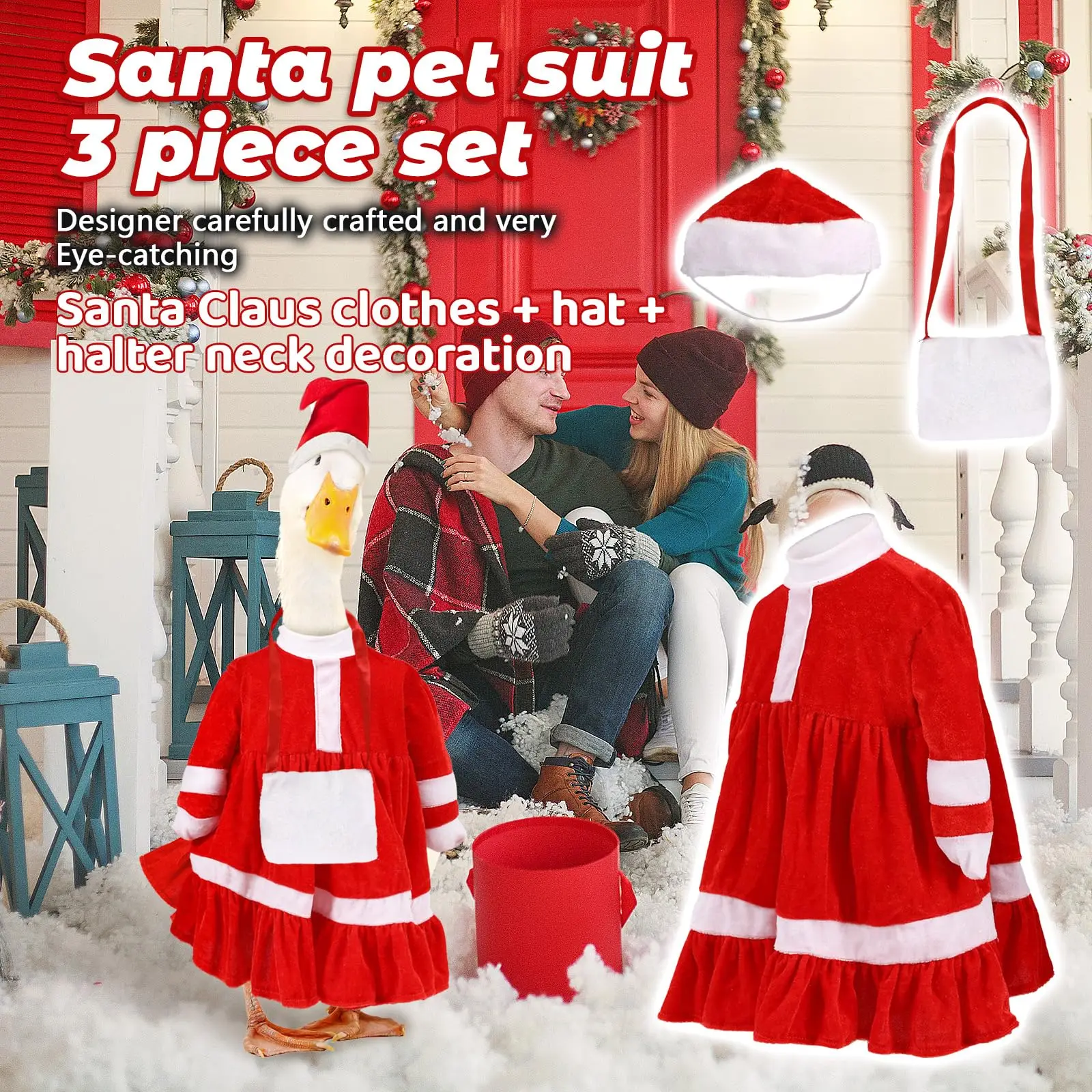 Porca ganso outfits natal halloween cosplay traje de ganso com chapéu roupas para estátua de ganso ao ar livre quintal gramado pátio decoração