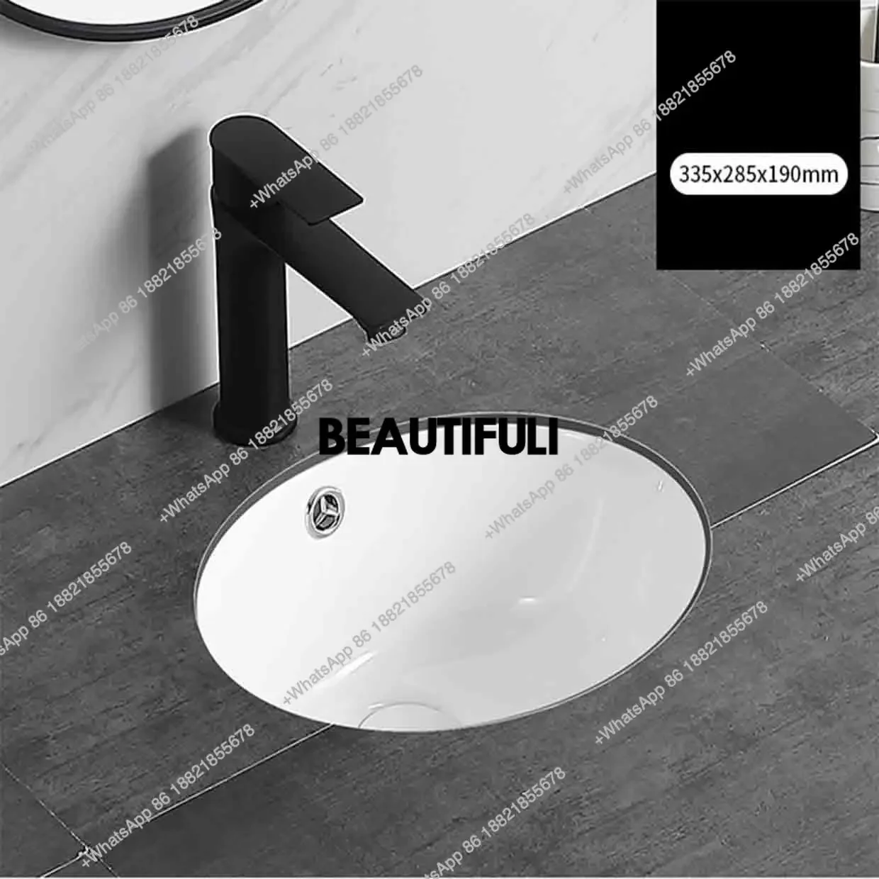 RR Household Under Counter Sinks Ceramic Sink Embedded Oval Washbasin Small Size Narrow Long Balcony Basin Toilet Wash Hand Basi