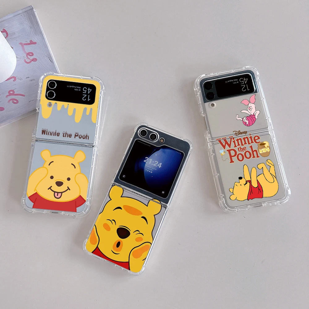 Disney winnie-携帯電話ケース,ソフト落下防止バックカバー,Samsung Galaxy z,3 4 z Flip 5 z,折りたたみ式,4,5g