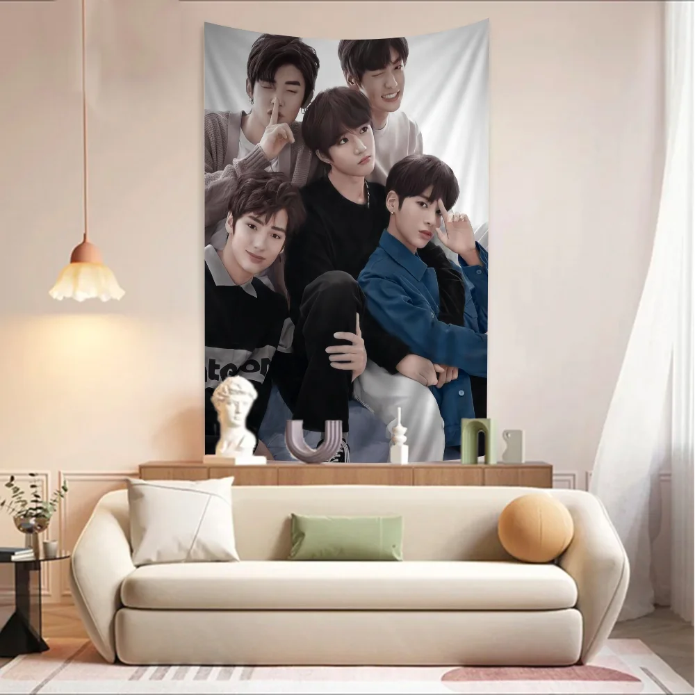 Kpop T-Tomorrow X T-Together TXT Anime Tapestry Hanging Tarot Hippie Rugs Dorm Hanging Sheets Colorful Tapestry Art Decor