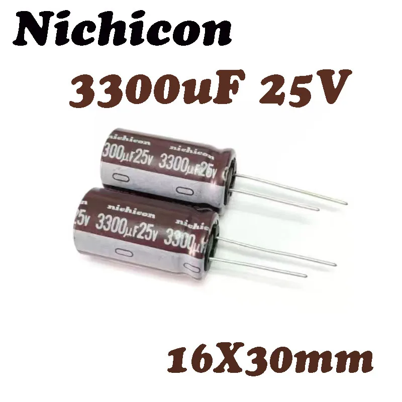 (5pcs)25V3300UF 16X30mm Nichicon High-Frequency Low-Resistance Aluminum electrolytic capacitor  3300UF 25V