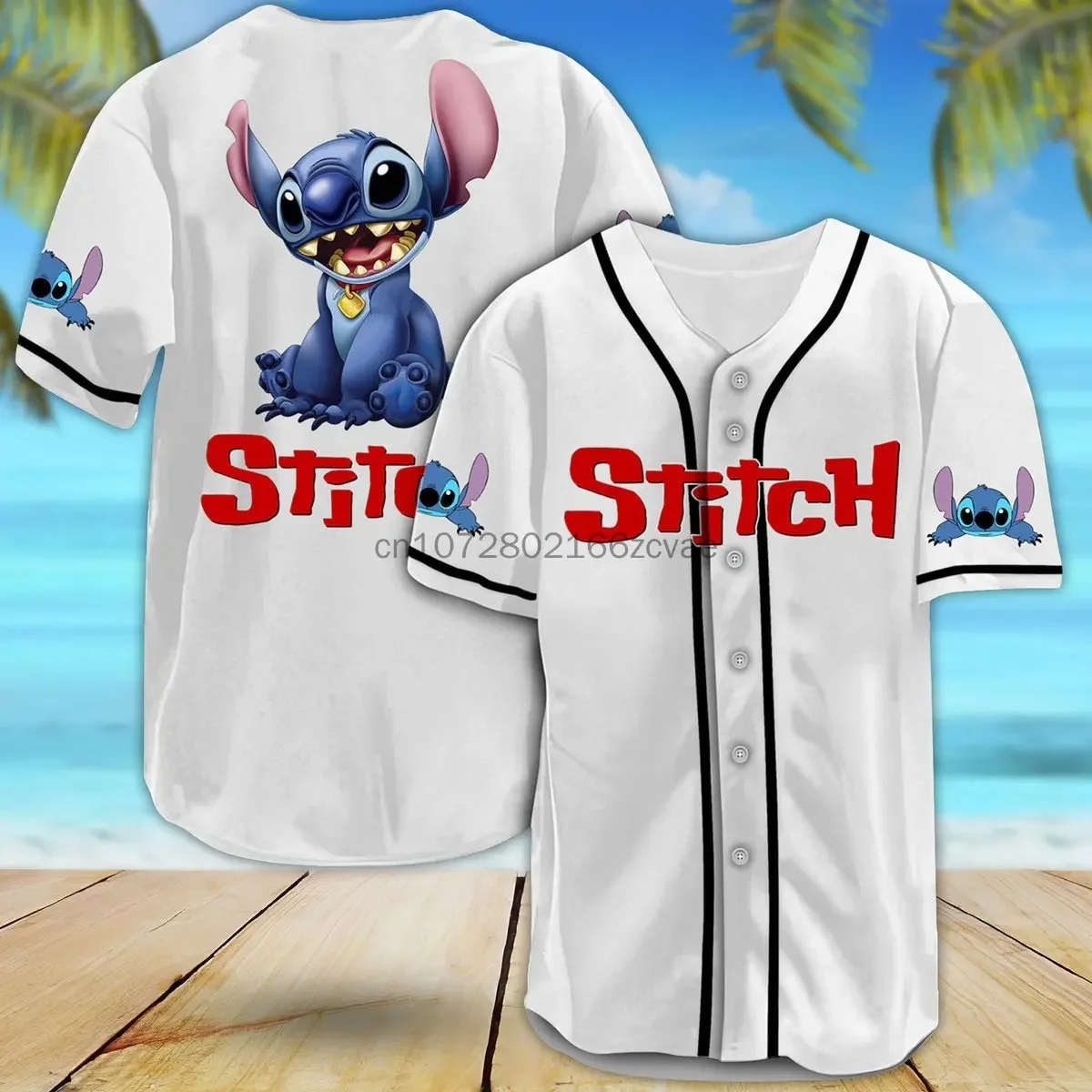 Disney Stitch Baseball Jersey Summer Streetwear Custom Name Disney Baseball Shirt Men And Women Short Sleeved T-Shirt