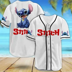 Disney Stitch Baseball Jersey Summer Streetwear Custom Name Disney Baseball Shirt Men And Women Short Sleeved T-Shirt